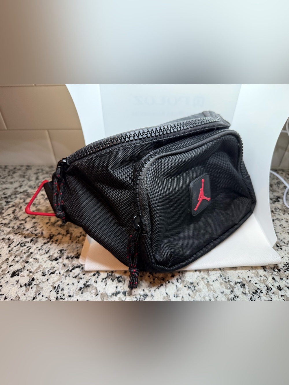 Jordan Black Waist Bag with Red Jumpman Accent